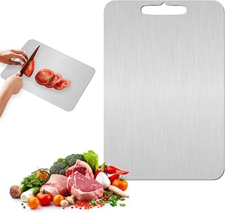 Titan Schneidebrett Stainless Steel Cutting Board BPA-frei Schneidbrett aus Edelstahl 304 Schneidebrett aus Titan Titanium Cutting Board 34 x 23cm