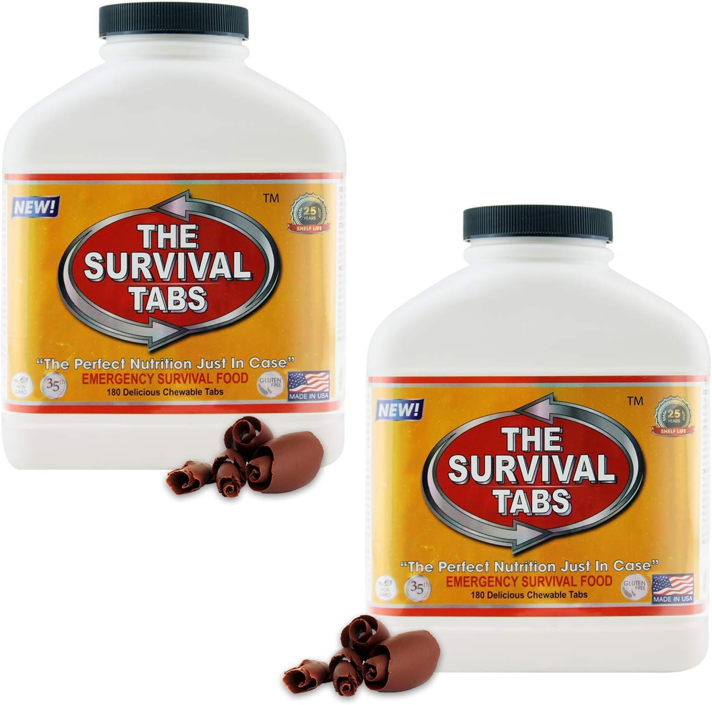 Sports & outdoor emergency preparedness food tablets 30 days supply none-GMO gluten-free 25 years shelf life (2 bottles/Chocolate)