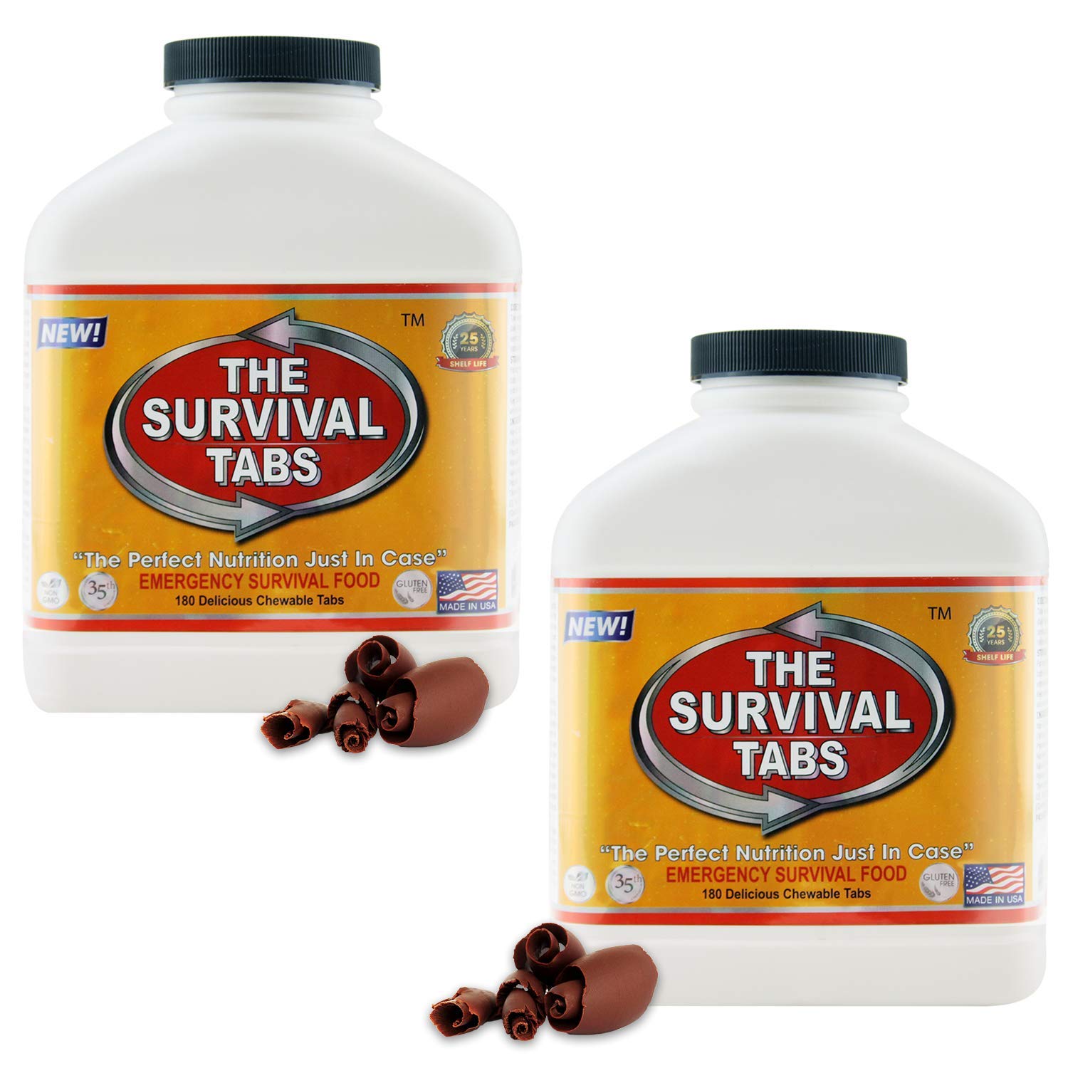 Sports & outdoor emergency preparedness food tablets 30 days supply none-GMO gluten-free 25 years shelf life (2 bottles/Chocolate)