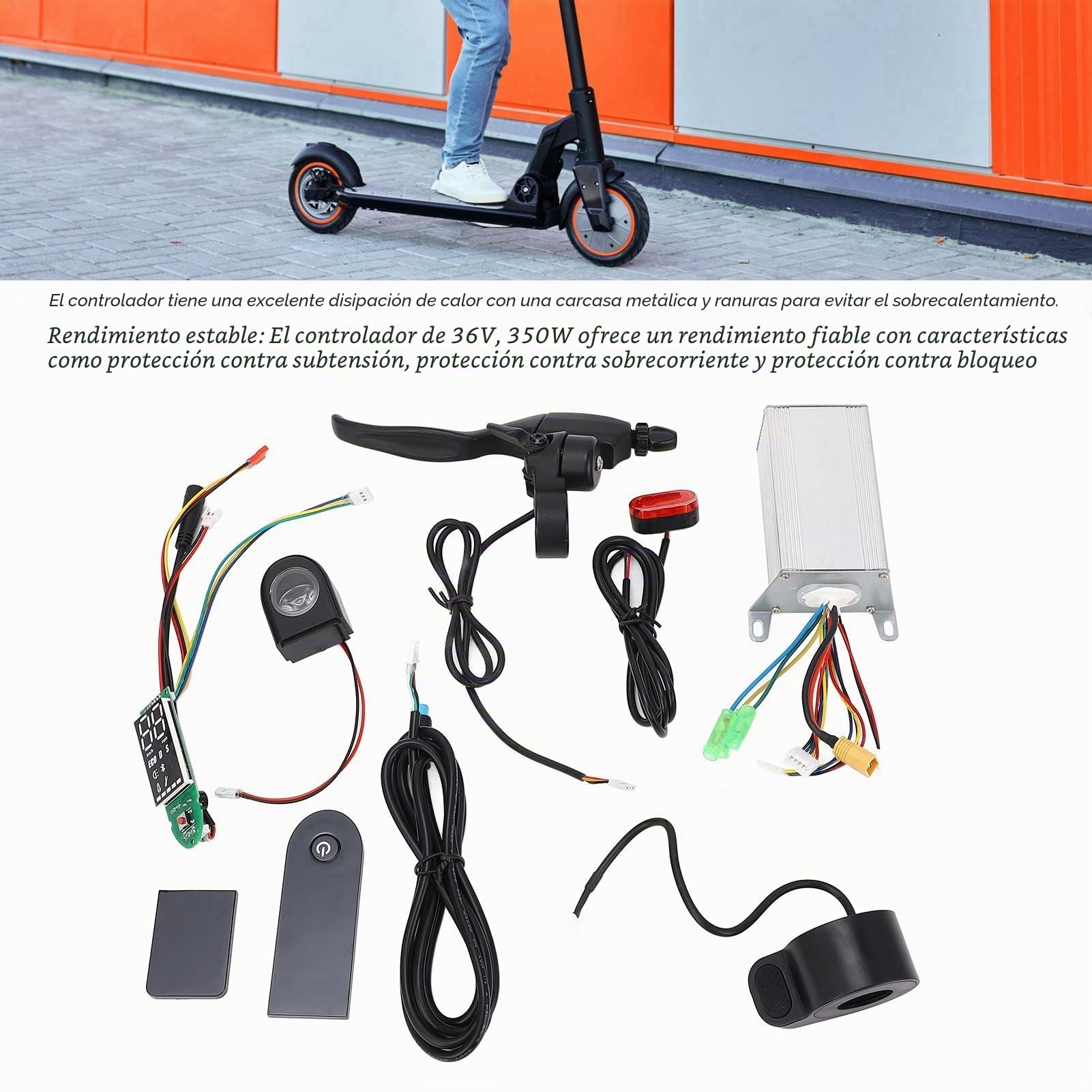 Kit de Controlador de Scooter Eléctrico para Xiaomi M365 para Xiaomi Pro, 36V 350W Controlador de Motor Sin Escobillas con Rayo de Freno y Acelerador de Pulgar y Paneles