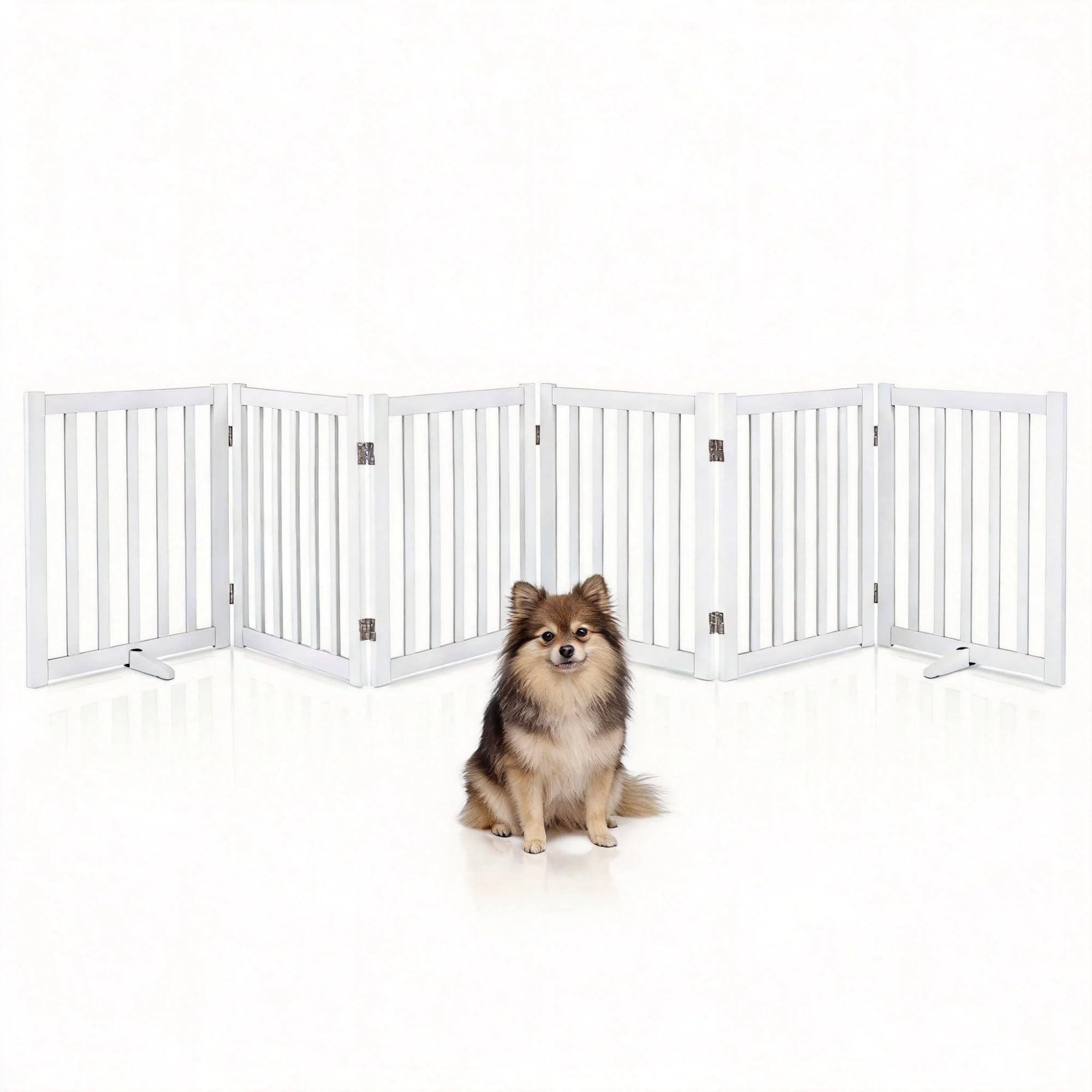 GYMAX Cancelletto per Cani da Interno 6 Pannelli, Recinzione Pieghevole