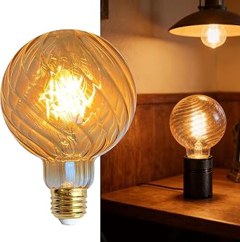 Vintage Led Bulb G95 Golden Tint 4W 110-130V E26 Edison Classic Decorative Light Bulb 2500Kelvin Warm Swirl