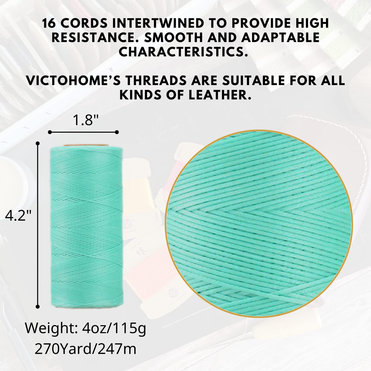 Snapklik.com : Victohome 100% Polyester Flat Waxed Threads, 150D/08mm ...