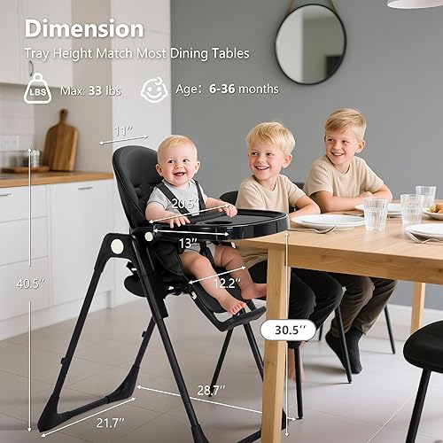 Miniatura 7 de Kinder King Silla alta para bebés y niños pequeños, se convierte en silla para niños pequeños, silla alta plegable simple para bebés, altura