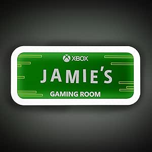 Paladone Xbox Officially Licensed Light Up Gaming Room Sign, Customizable with Stickers, LED Hanging Decor for Wall or Door, Gift for PlayStation Gamers, Green Accent Light with Custom Name