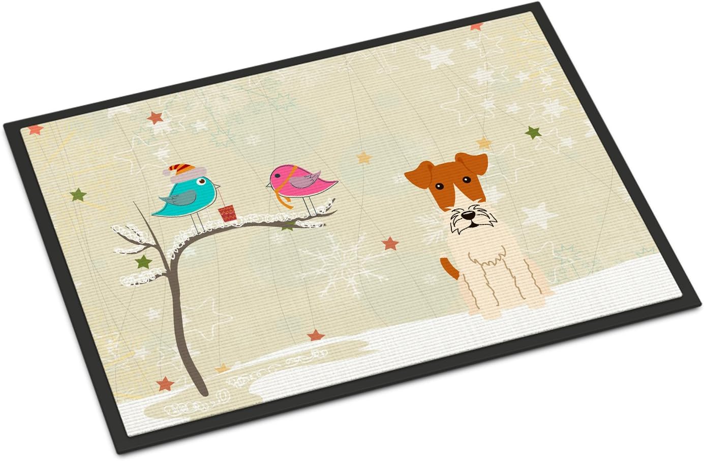 Caroline's Treasures BB2573MAT Between Friends Fox Terrier - Wire Doormat 18x27 Front Door Mat Indoor Outdoor Rugs for Entryway, Non Slip Washable Low Pile, 18H X 27W