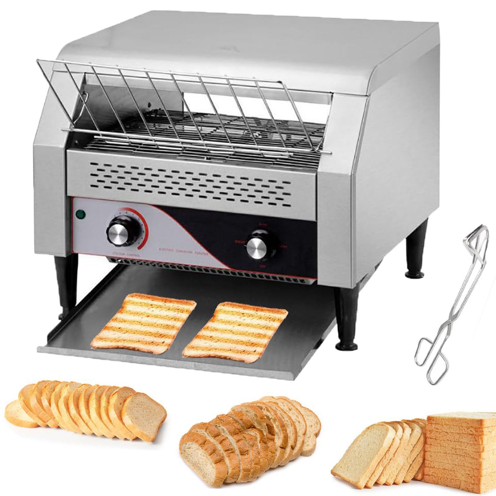 Tostadora eléctrica Comercial de 2240 W, de Acero Inoxidable, con Capacidad para 300 rebanadas por Hora, Ideal para panaderías y restaurantes.