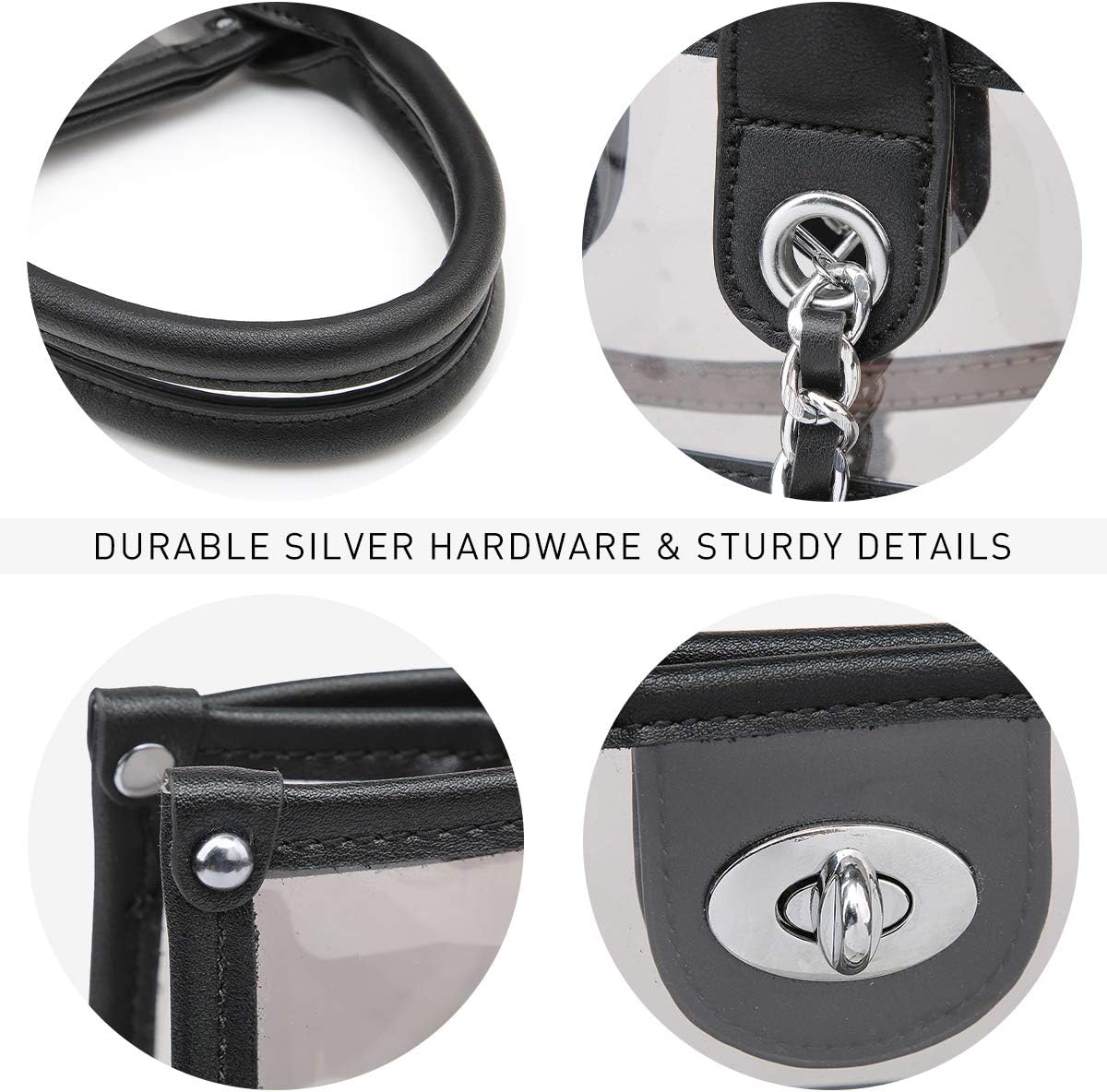 Large Clear Tote Bag Stadium Approved Women Clear Purse for Stadium Events Crossbody 2 in 1 Shoulder Work Bag - Image 5