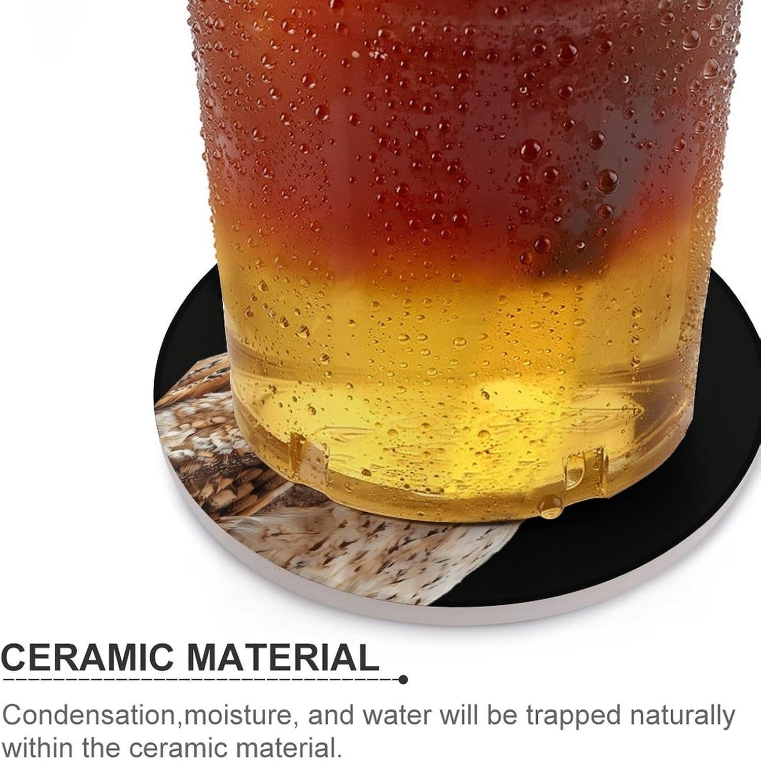 Owl Mama and Little Funny Round Ceramic Coasters for Drink Absorbent Cup Holders Tabletop Protection