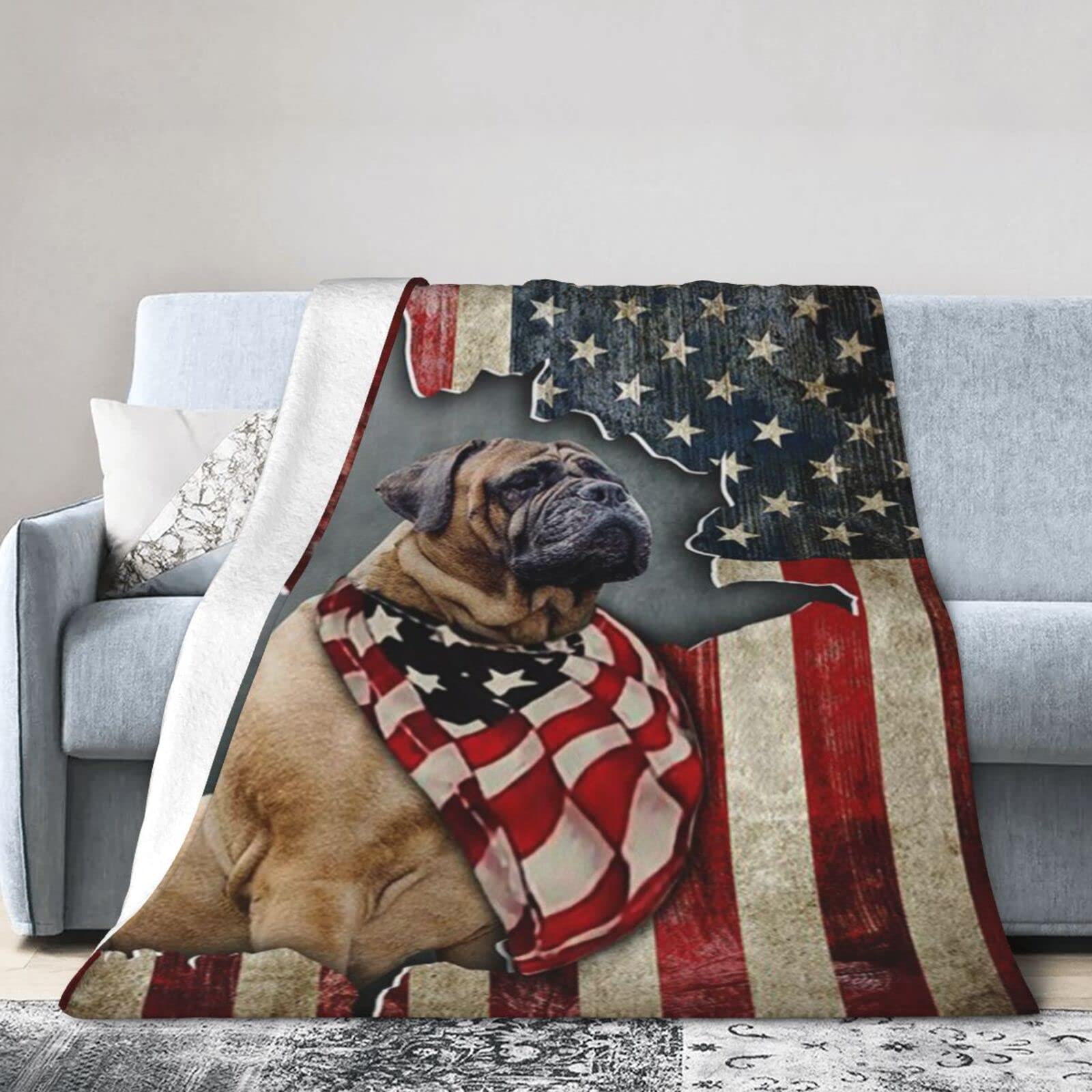 Lsjuee Flannel Fleece Blanket 40"X30" Bullmastiff Bed Throw Blanket Lightweight Ultra-Soft Travel Winter Blankets for Girls Keep Warm