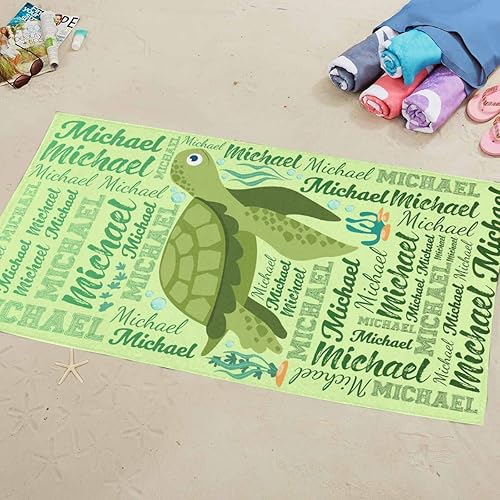 Miniatura 6 de Toallas de playa personalizadas de tortuga marina para niños y adultos, regalos personalizados con nombre, toalla de playa de microfibra de gran