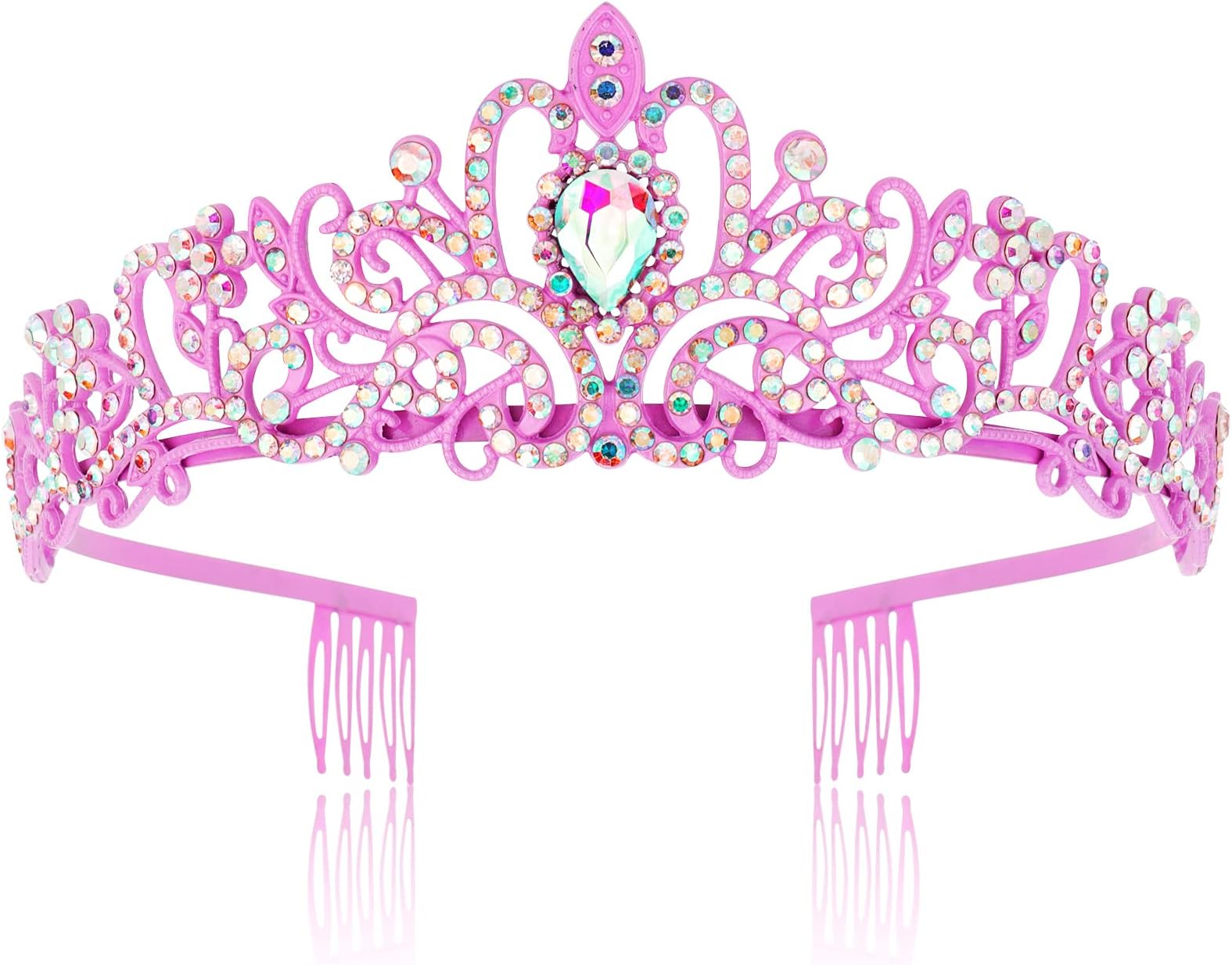 COCIDE Pink Tiaras and Crowns for Women Crystal Princess Tiara Rhinestone Queen Crown with Combs Bride Bridal Wedding Prom Halloween Christmas Birthday Party Hair Accessories for Girls