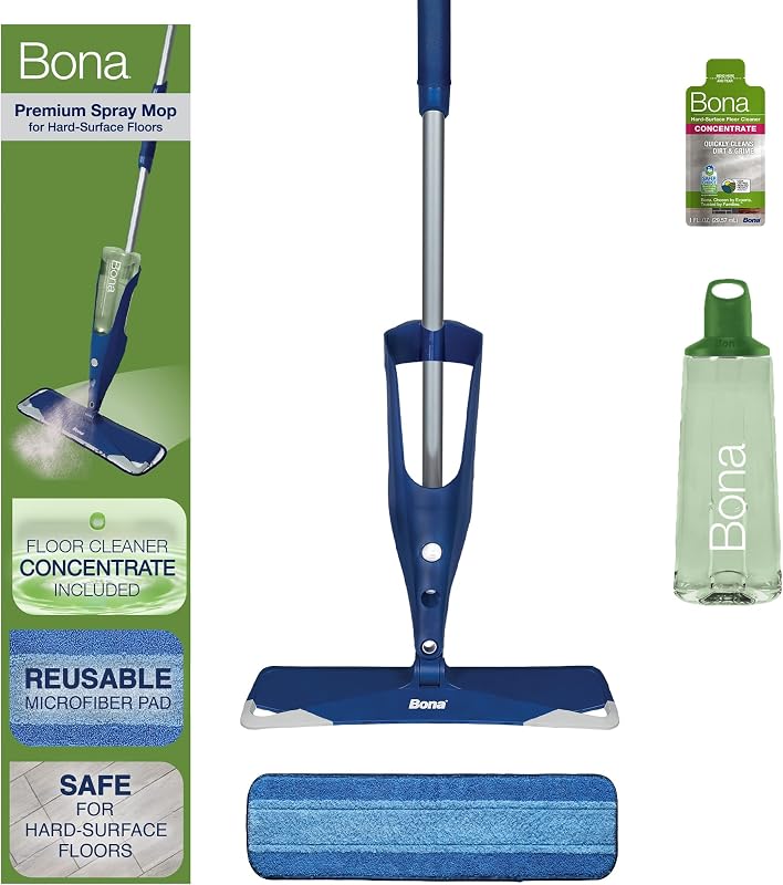 Multi-Surface Floor Premium Spray Mop - Includes Multi-Surface Floor Cleaner Concentrate and Machine Washable Microfiber Cleaning Pad - For Stone, Tile, Laminate and Vinyl LVT/LVP Floors