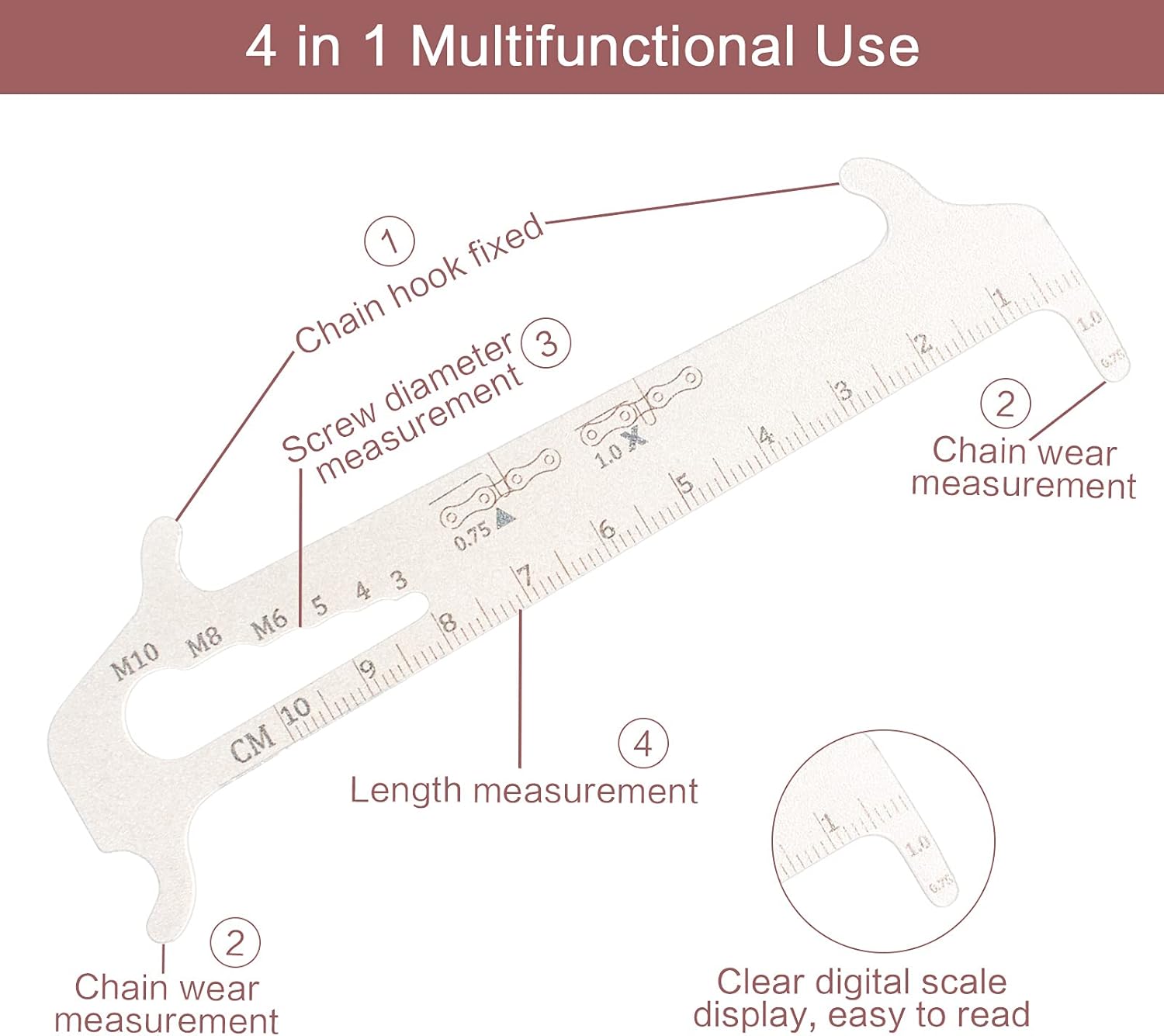 shisheng Bicycle Chain Wear Tool 1 Pcs Bike Chain Wear Indicator Tool