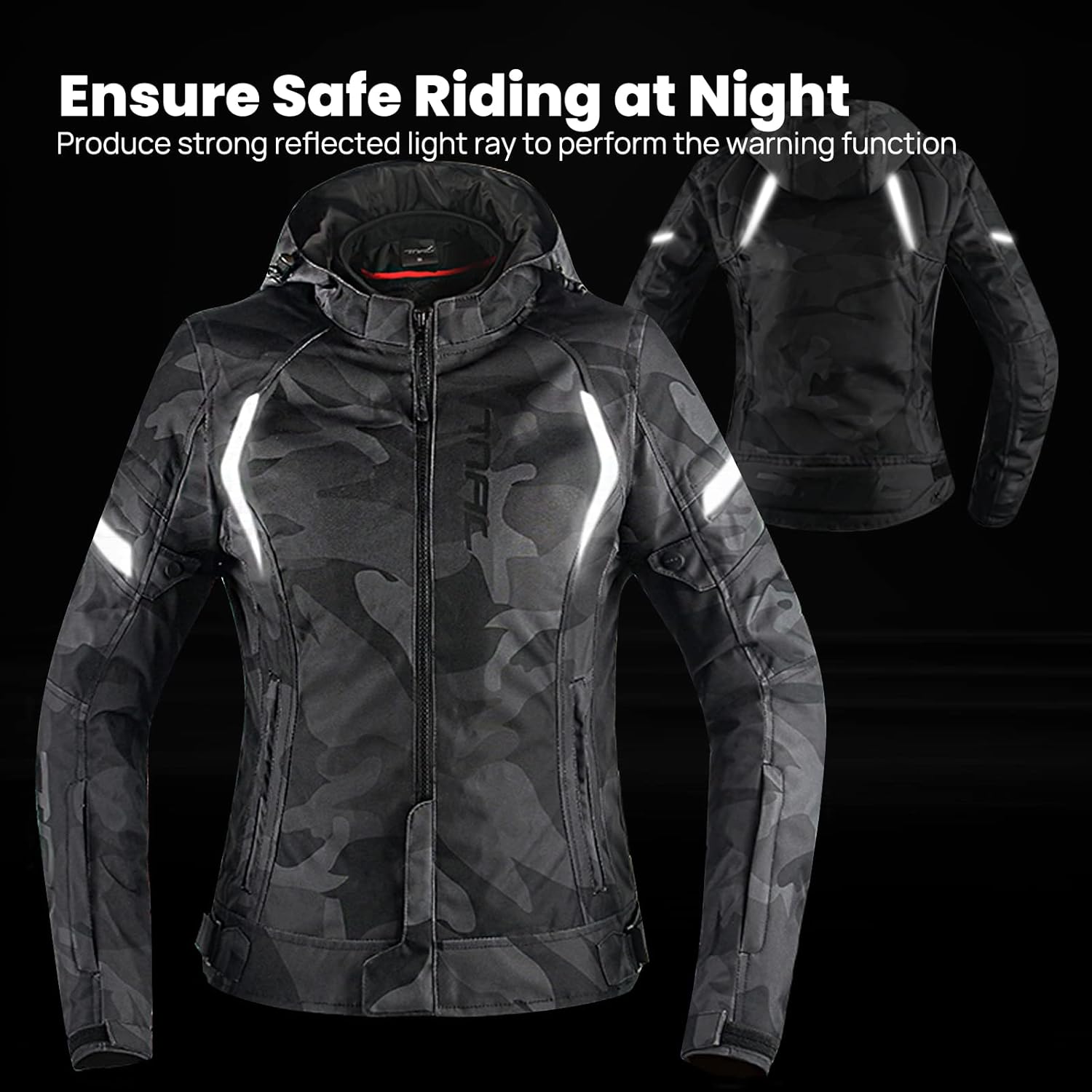 Auboa Motorcycle Jacket CE Armored Men Women Powersports Protective Riding Jacket Waterproof Model-JSM01(Black,Large) : Automotive