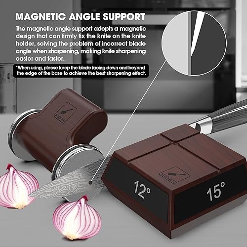 Miniatura 3 de imarku Afilador de cuchillos, afilador de cuchillos profesional con construcción ABS, 2 discos de diamante y 4 ángulos magnéticos (12131520) para