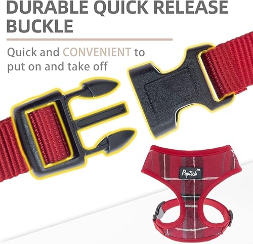 Miniatura 177 de Pupteck - Arnés para perro, chaleco de malla suave con relleno cómodo para cachorros, perros y gatos, evita los tirones, color negro y blanco