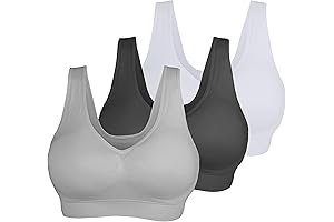 3 Pack Women&#x27;s Ultimate Comfy Medium Support Seamless Wireless fitme Sports Bra with Removable Pads