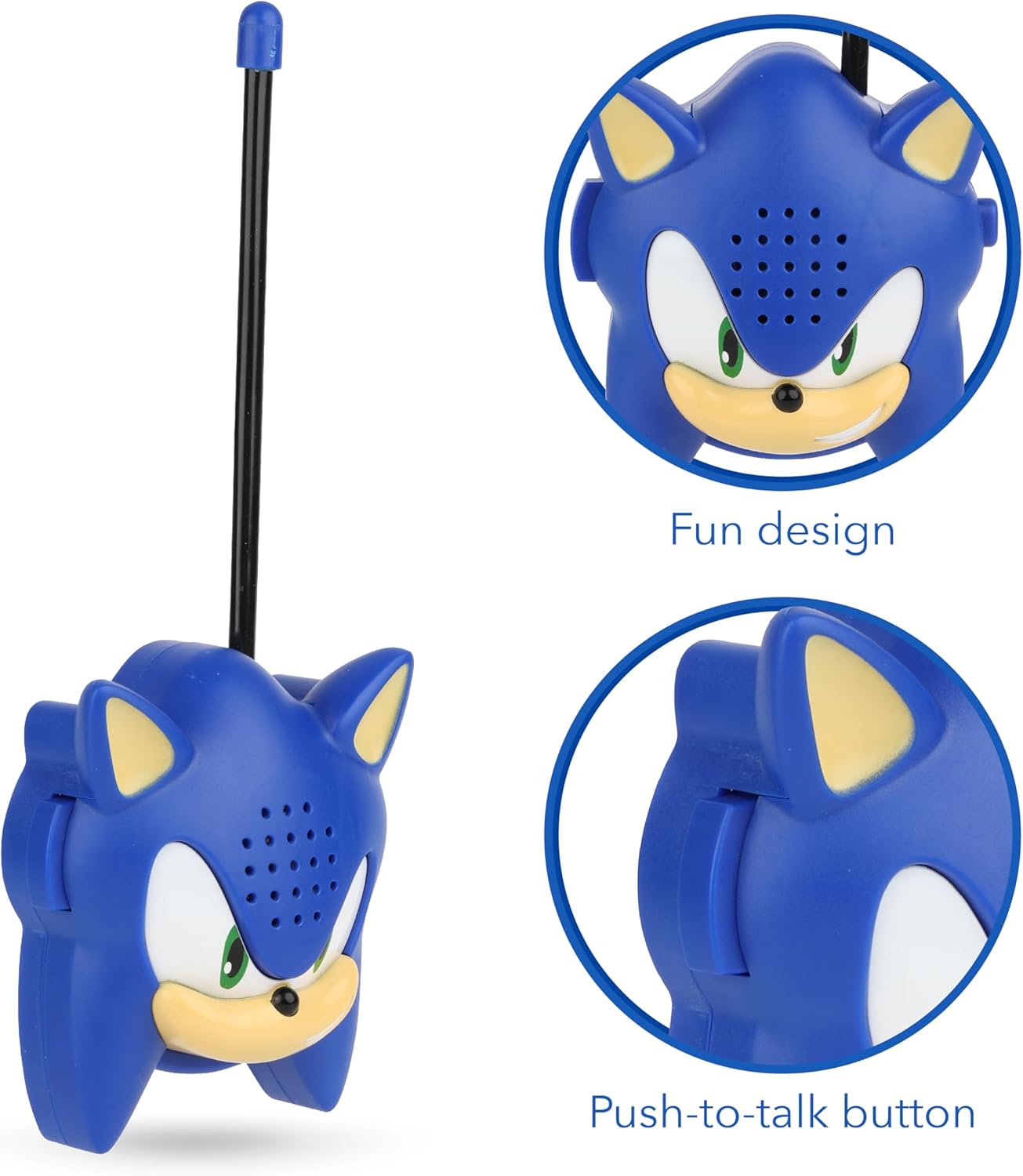 Sonic Molded Walkie Talkie for Kids, Safe and Flexible Antenna, Over 1000ft Range, Easy-to-Use, Power Switch, Belt Clip, Pack of 2, Camping Accessories, 2-Pack, Outdoor Toys