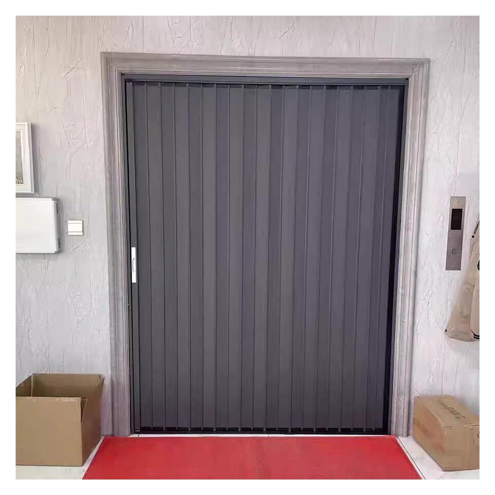 Porte coulissante Porte Accordéon en Alliage D'aluminium avec Serrure, Porte Pliante Grise pour Intérieur/Extérieur, Séparation Coulissante pour Dressing/Salle de Bain(40x40cm)