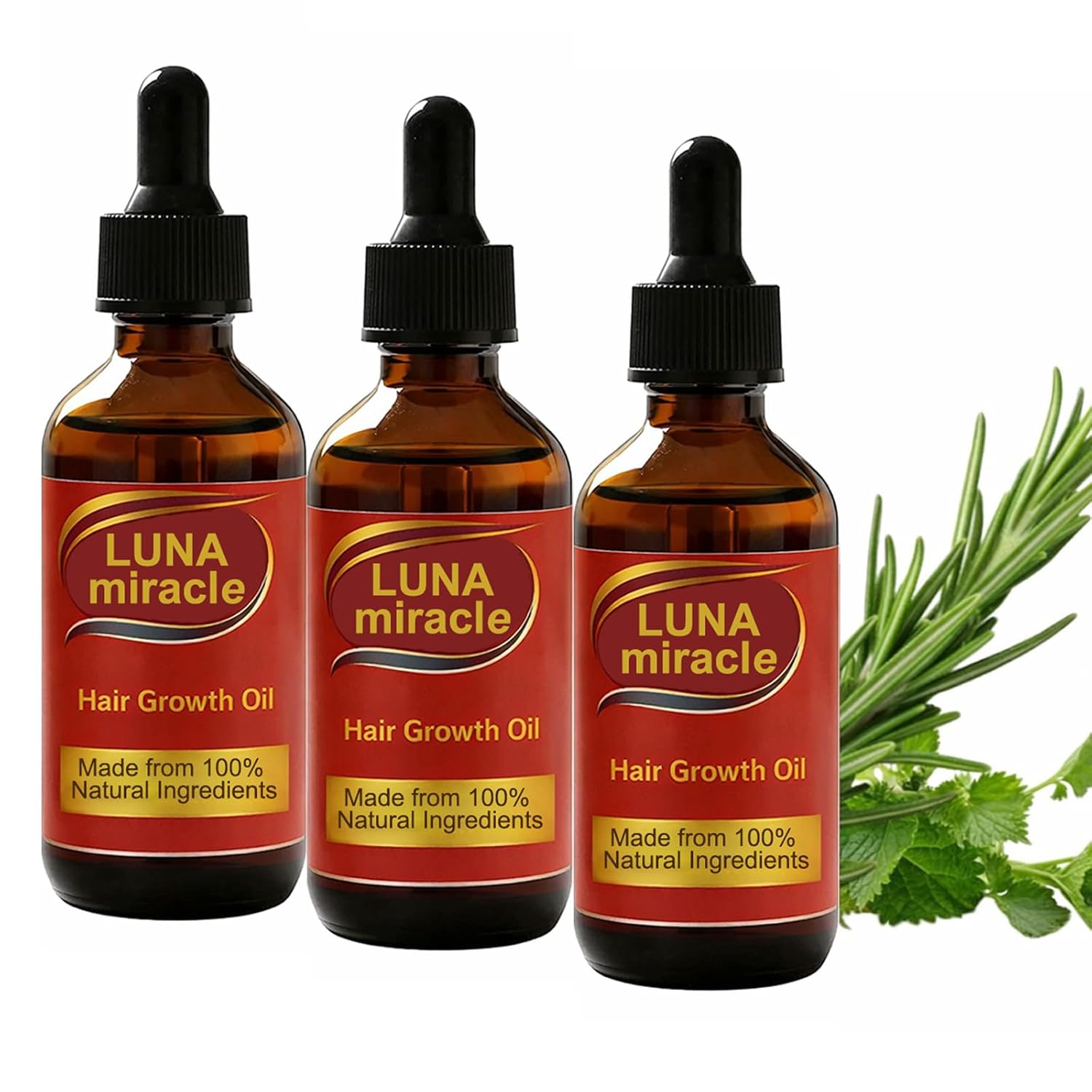 Luna Miracle Hair Growth Oil, Hair Growth Serum, Natural Hair Density Essential Oil, Strengthening Oil Infused Frizzy & Damaged Hair Care to Support Longer, Healthier Strands (3PCS)