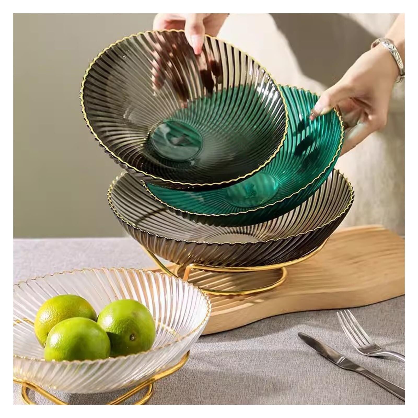 Piatto di frutta in vetro, moderno cesto di frutta per snack, dolci e verdure, espositore multifunzione per feste ed eventi