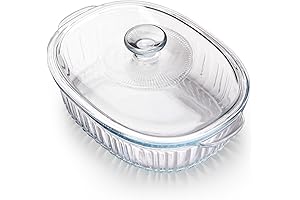NUTRIUPS 2 Quart Oval Glass Casserole Dish with Lid: Premium Kitchen Essential for Healthy Cooking
