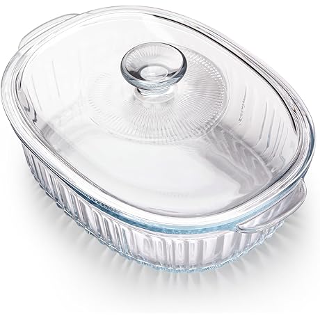 NUTRIUPS 2 Quart Oval Glass Casserole Dish with Lid: Premium Kitchen Essential for Healthy Cooking