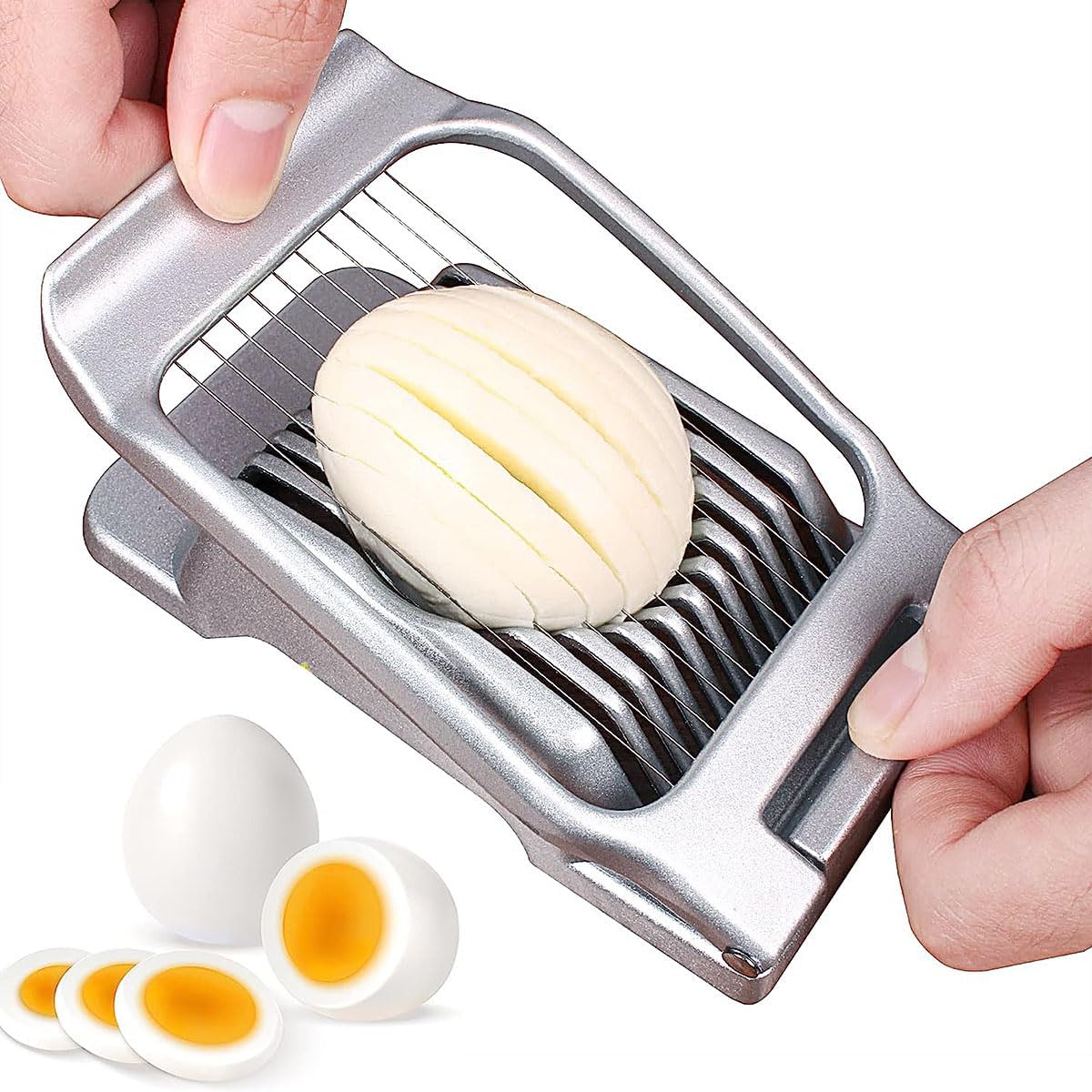 Stainless Steel Egg Slicer Cutter - Multipurpose Heavy Duty Dicer for Hard-Boiled Eggs, Strawberries & Kiwis | Effortless, Even Slices Every Time | Perfect for Breakfast, Baking & Snacks