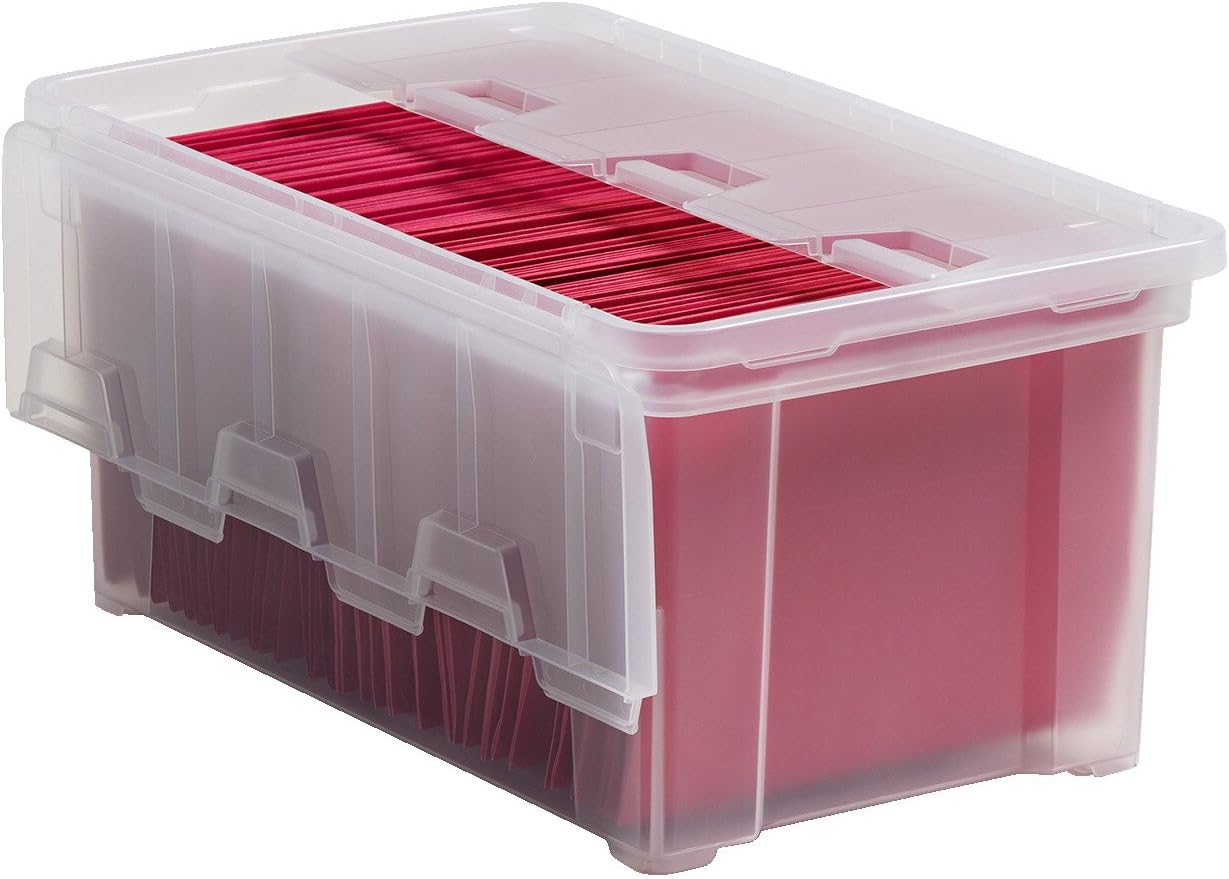 IRIS Letter/Legal Size WingLid File Box, Clear Office