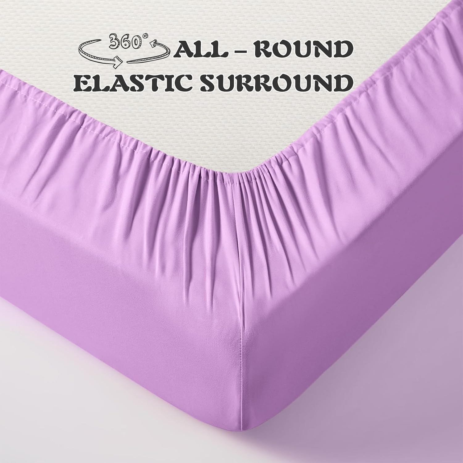 KKJIAF 3 Piece Toddler Sheet Set Microfiber, Includes a Flat Sheet, a Fitted Sheet and a Ruffle Pillowcase, Light Purple