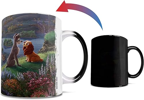 Morphing Mugs Disney Lady and the Tramp Tony, Dogs and Friends Thomas Kinkade Una taza de cerámica sensible al calor que cambia de color de 11