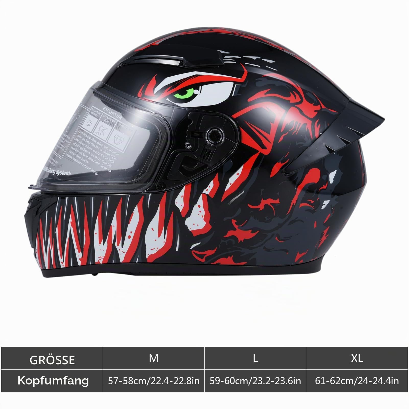 Motorradhelm, Integralhelm mit Sonnenblende, Robuster & Leiser Motorrad Helm, Unisex Erwachsene ,Motorrad-Radhelm Full Face Fashion Lightweight für Motorradrennen