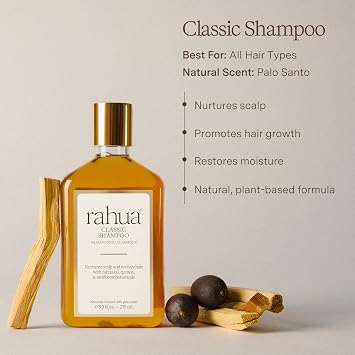 Rahua Classic Shampoo Organic Shampoo for Women and Men Restorative Hair Care for All Hair Types Infused Oil, Palo Santo, Coconut Oil & Quinoa for Cleansing & Scalp Health 9.3 fl oz
