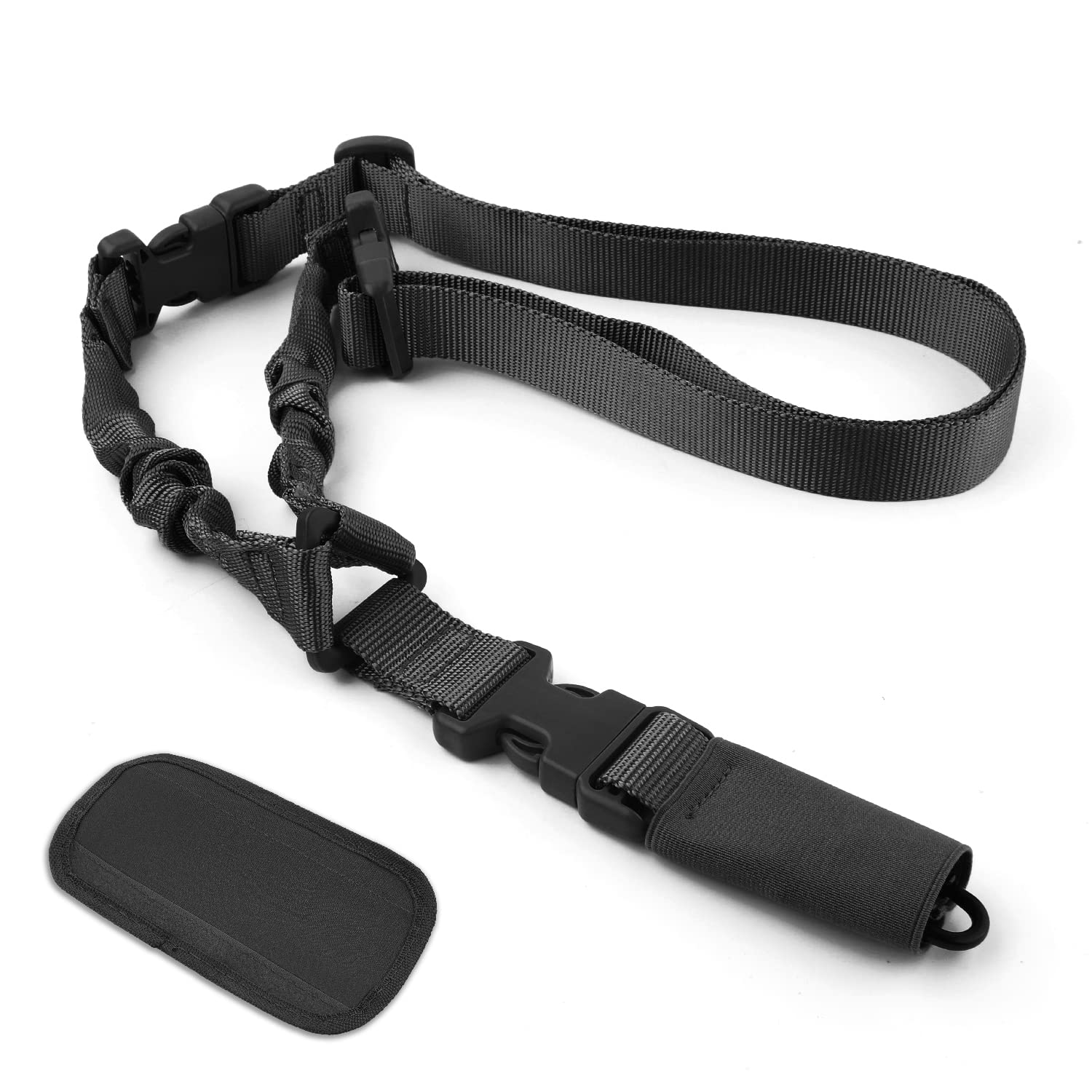 Tweepunts Sling, Verstelbaar Traditionele Sling met Metalen Haak Gewatteerde Tweepuntssling Compact Waterdicht Slingaccessoire voor Buiten (Zwart Tweepunts Sling, Verstelbaar Traditionele Sling met Metalen Haak Gewatteerde Tweepuntssling Compact Waterdicht Slingaccessoire voor Buiten (Zwart