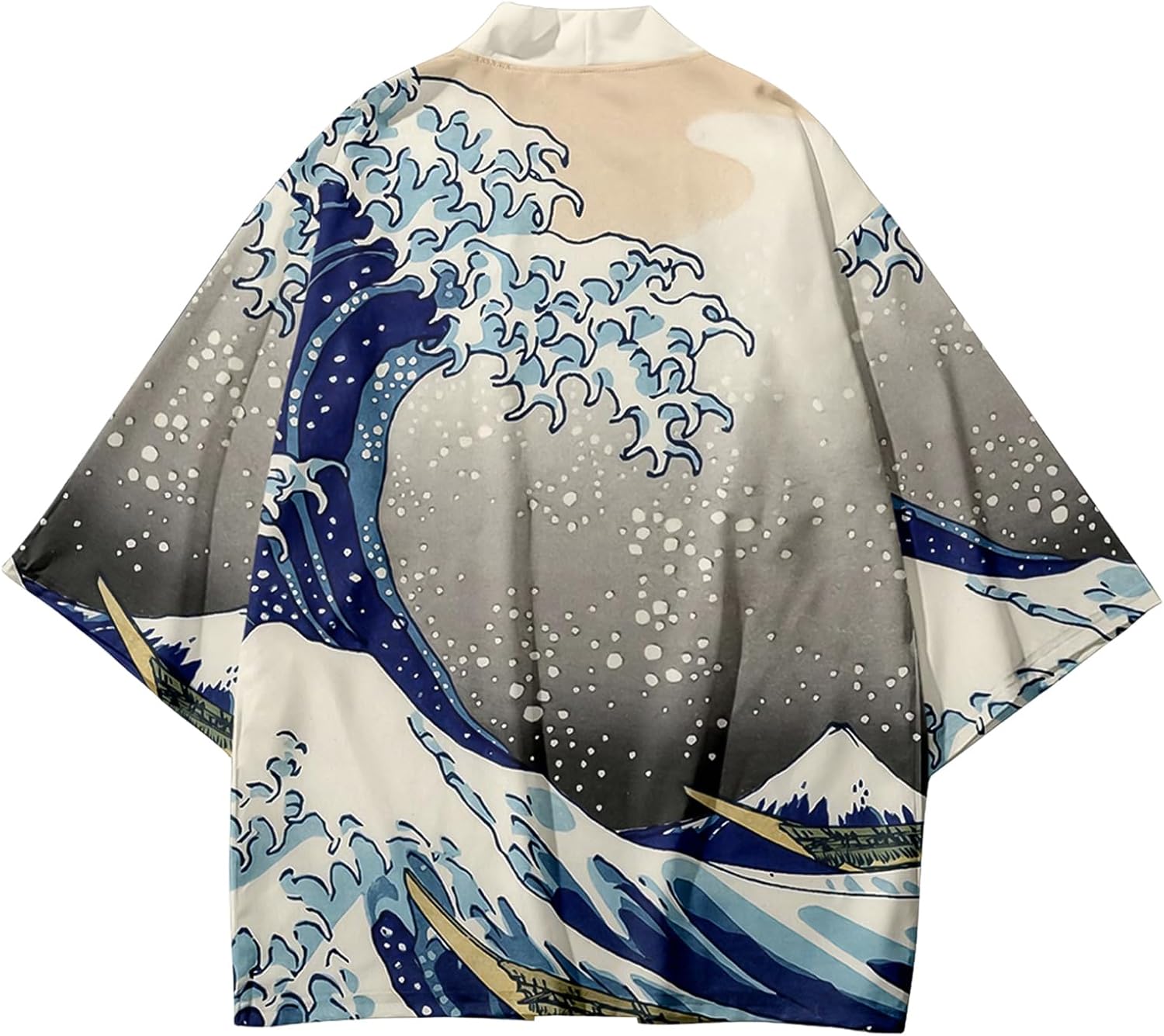 DOSLAVIDA Men's Japanese Kimono Jacket Set Stylish Open Front Coat With Shorts Chinese Style Printed Cardigan Suit
