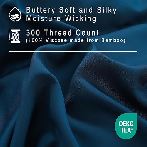 Miniatura 4 de MEISHANG Juego de funda de edredón tamaño King, 100% rayón derivado del bambú, juego de funda de edredón de lujo sedoso y refrescante para personas