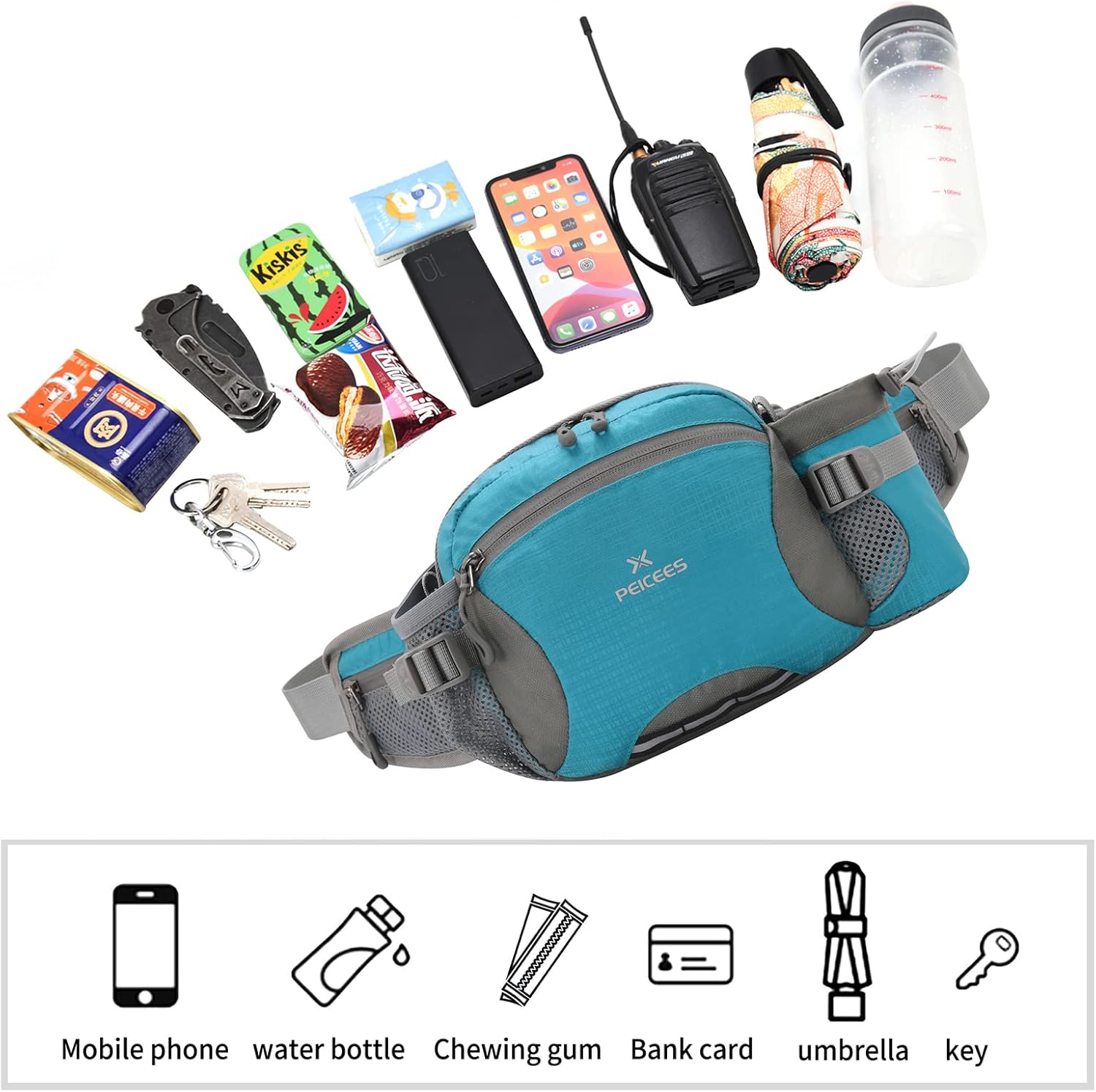 Peicees Hiking Fanny Pack Large Waist Bag for Men Women with Bottle Holder Water Resistant Lumbar Pack for Hiking Camping Fishing Outdoor (Bottle Not Included) - Image 7