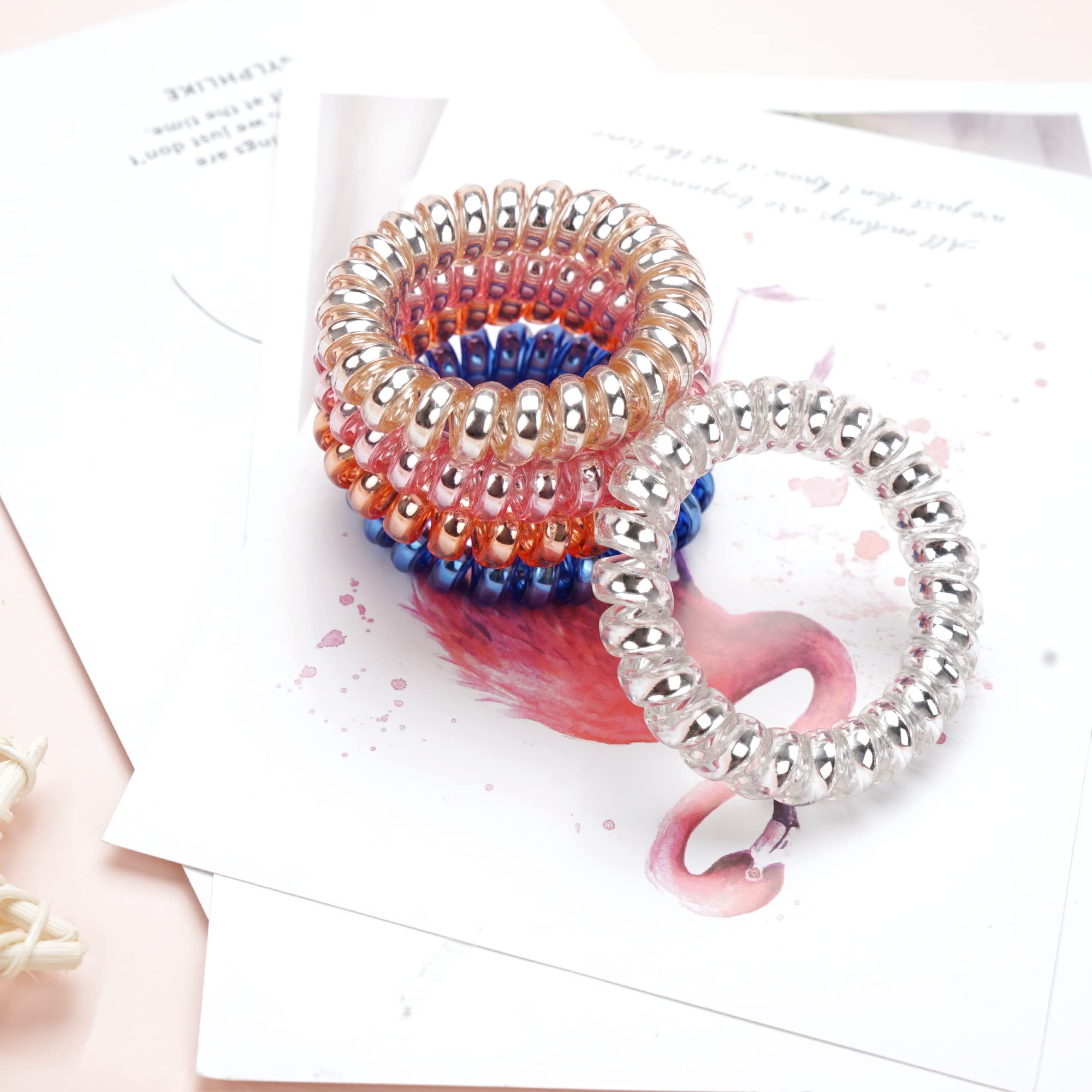 32 ligas en espiral para el cabello, sin arrugas, bobinas elásticas para el cabello, pulseras en espiral de colores caramelos, accesorios para el cabello para mujeres y niñas 8