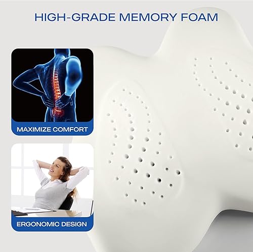 Miniatura 8 de Skechers Almohada lumbar de espuma viscoelástica, almohada de apoyo lumbar para oficina, silla, alivio del dolor de espalda baja, almohada lumbar de