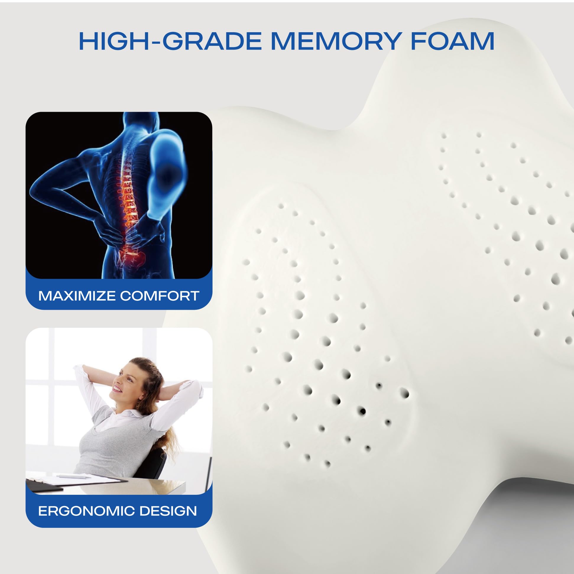 Skechers Lendenkissen aus Memory-Schaum, Lendenwirbelstützkissen für Büro, Stuhl, Schmerzlinderung im unteren Rücken, ergonomisches Design, Rückenstützkissen für Bürostuhl, Auto, Zuhause, Reisen