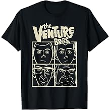 Adult Swim Venture Bros. Adult Mens Black Cartoon Themed Cartoon Patterned Classic Style T-Shirt with Crew Neck & Short Sleeves - Small