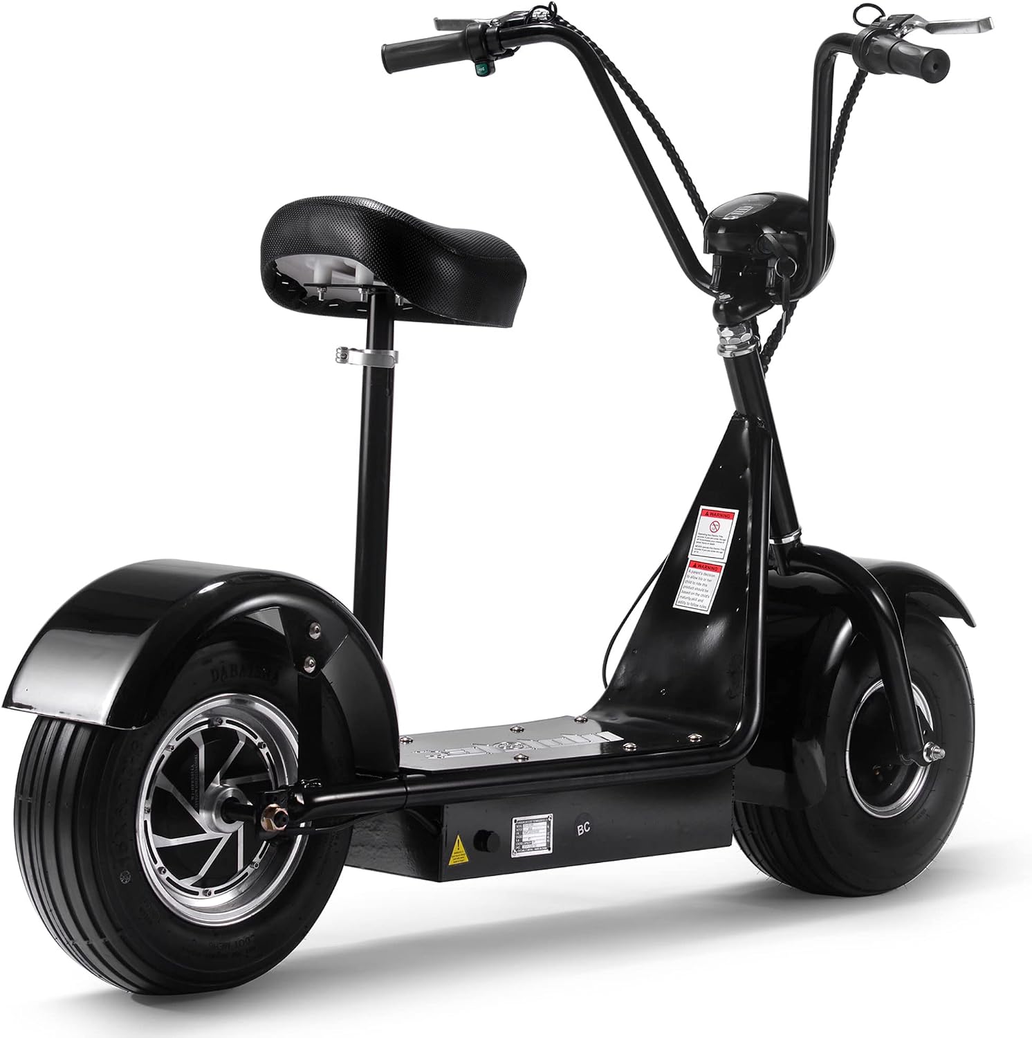 Rear view of MotoTec Fatboy Electric Scooter showing rear wheel and disc brake