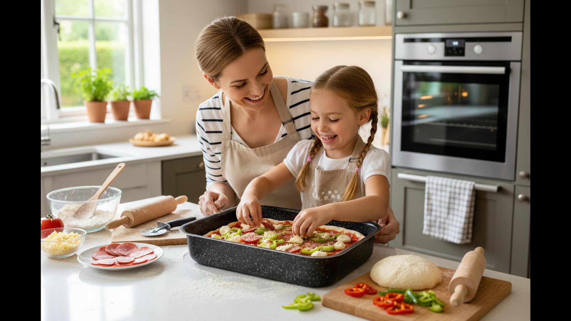 RollitPop Teglia da Forno Rettangolare Antiaderente in Alluminio, Adatta per Lasagne e Pizze, 31x23 cm, Facile da Pulire in Lavastoviglie, Made in Italy
