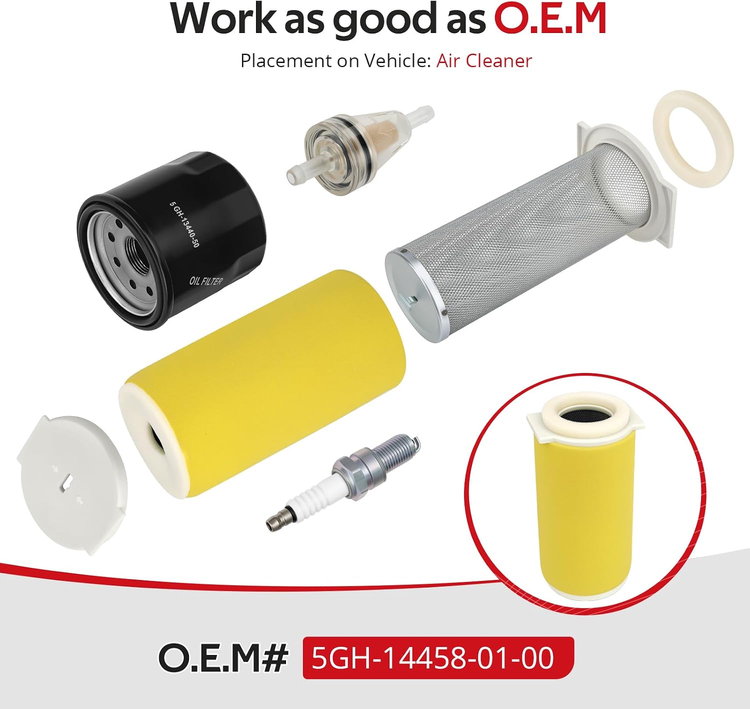 JAVIK Air Filter Cage Guide Cap Kit & Oil Filter With Spark Plug For Yamaha Kodiak 400 YFM400 2000-2002 O.E.M# 5GH-14458-01-00