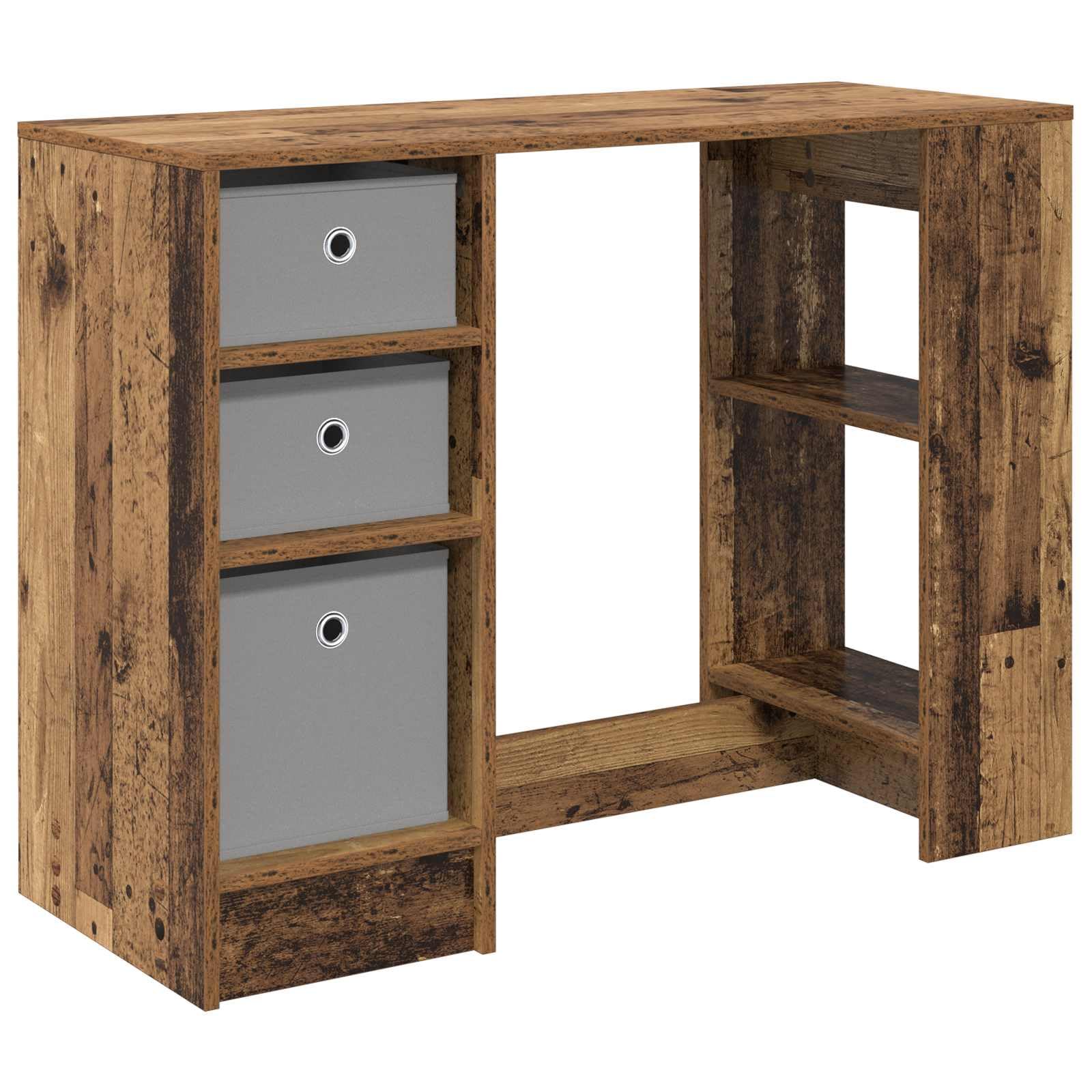 Scrivania in legno antico, 100 x 40 x 75 cm, in legno lavorato con cassetti