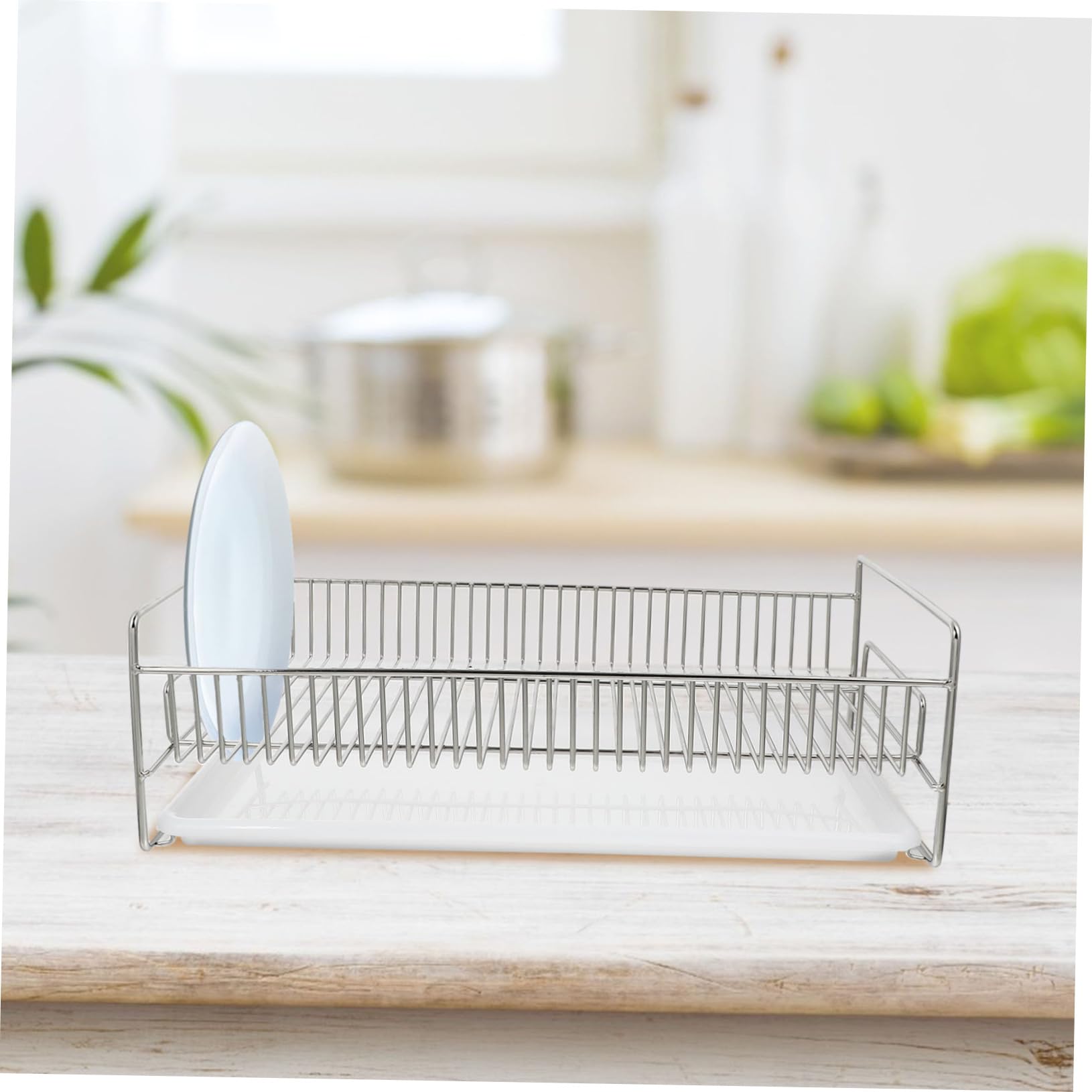 Escurridor Multifuncional de Acero Inoxidable y Pp para Cocina, Estante de Almacenamiento Bandeja Plástica, Fácil de Usar Bordes Ásperos, Color Plata