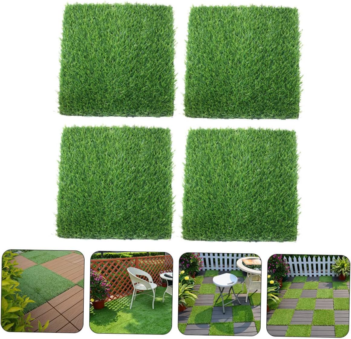 MERRYHAPY 4Pcs Artificial Grass Turf Mat Simulated Grass for Garden Decoration Use Durable Fake Grass Pad for Festivals and Home Layouts
