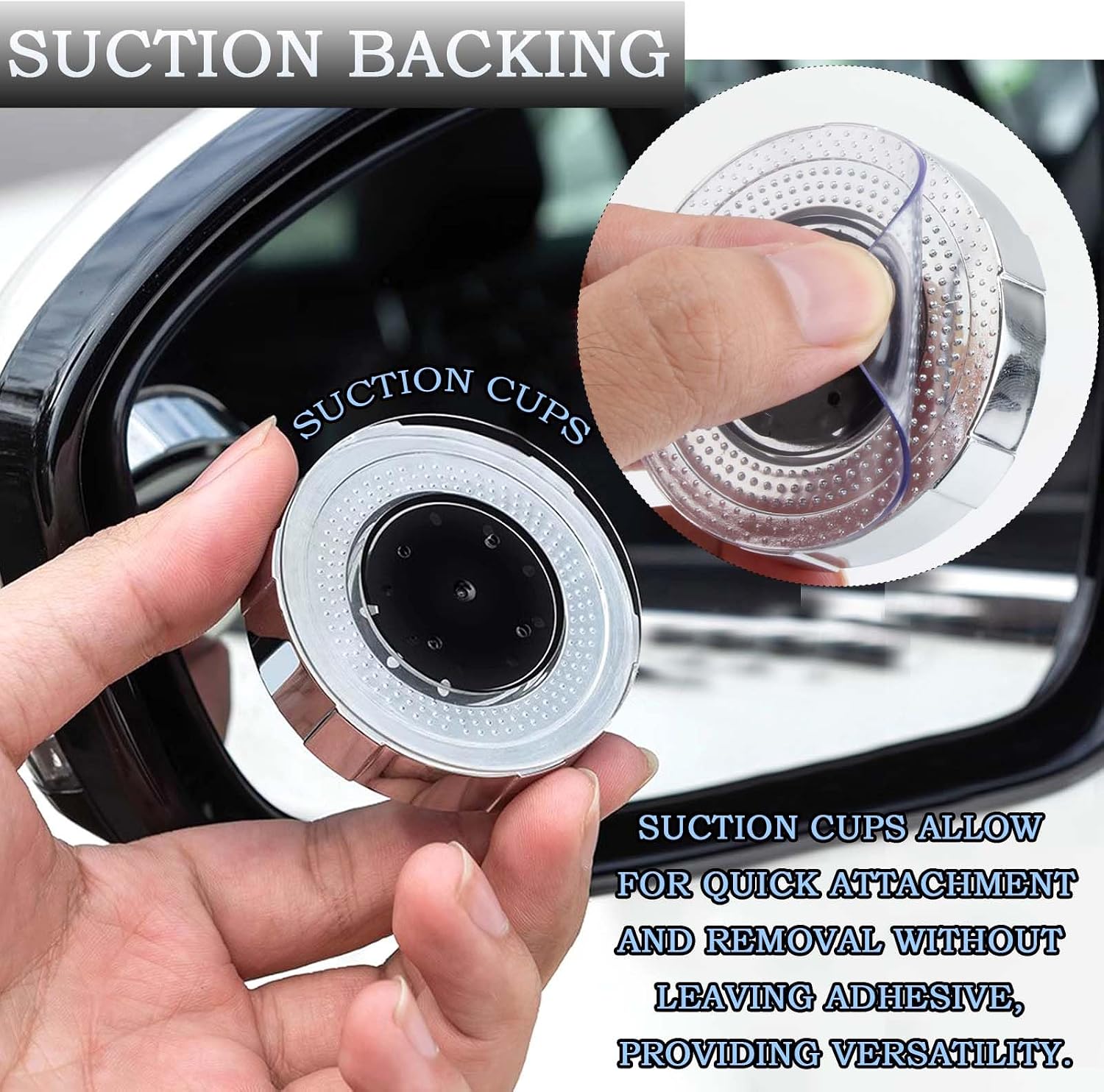 JONMON 2 Pack Suction Cup Blind Spot Mirrors, 2 Inch Small Round HD Glass 360 Degree Wide Angle Convex Rear View Exterior Side Blindspot Mirrors Universal for Car SUV and Trucks