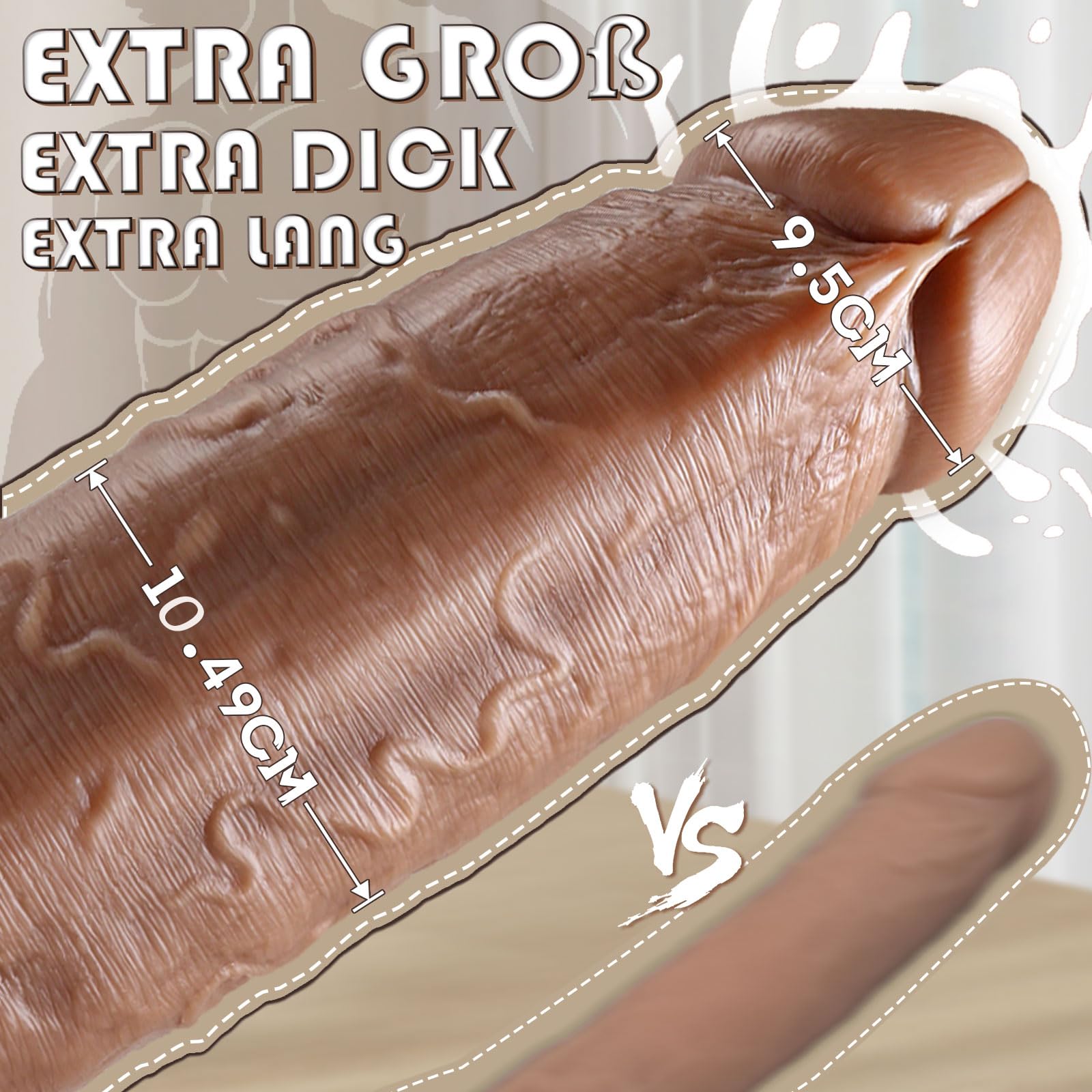42 x 10 cm Dildo XXL Enorme e Realistico, Dildos Spesso e Massiccio con Potente Base a Ventosa, Sex Toy in Silicone a Doppio Strato per Uomini e Donne Esperti, Dildo Gigante per Dilatazione Anale
